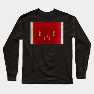 Red wooden door with golden vintage knockers Long Sleeve T-Shirt